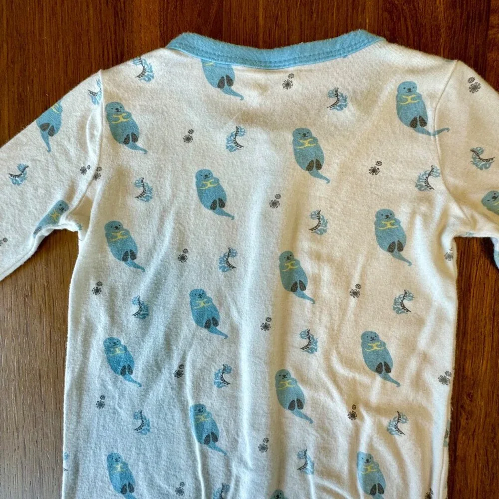 KYTE BABY Cuddle Otter Snap Romper 6-12 Mos Bamboo Playsuit Otters Pajamas HTF - Picture 5 of 6